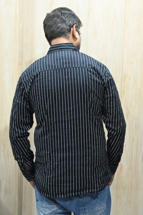 Men's Premium Striped Shirt - Black with White - Image 2